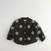 2021 Ny höst vinter barn Koreansk stil Cardigan Coats Polka Dots Unisex Kids Stickade Tröjor Y1024