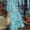 Boho Women Print Floral DrMaxi Bandage SundrBeach Abaya African Dashiki Kimono Long Robe Gowns Lady Vestidos Femme X0621