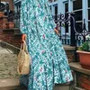 Boho Women Print Floral DrMaxi Bandage SundrBeach Abaya African Dashiki Kimono Abito lungo Abiti Lady Vestidos Femme X0621