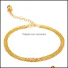 Tobilleras, joyería sencilla para mujer, pulsera de cuentas finas de 4 capas con relleno de oro amarillo en la pierna, entrega de gota 2021 Imygq