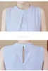 Blouse Women Tops Summer Sleeveless O-neck Chiffon White Shirt Clothes Blusas D51 210426