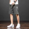 Plus Size Summer Short Men Knee-Length Casual Pants Solid Cotton Straight Bermuda Baggy Cargo Shorts 6XL 7XL 8XL H1210