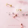 Boucles d'oreilles en forme ronde de couleur mignonne mignonne pour femmes Véritable 925 Sterling Sterling Simple Ear Pin Bijoux fins 210707