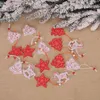 2021 New Christmas Pendant Keychain Five-pointed Star Christmas Snowflake Colored Wooden Ornaments Gift Accessories Wholesale G1019