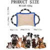 Oreiller de dressage pour chien durable 25,4 x 17,8 cm Coussin de morsure sûr avec 3 poignées solides et confortables Jouet en jute robuste Chiens de taille moyenne Idéal Tug War K9 IPO Schutzhund Puppy