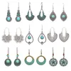 Estilo Boémio Turquesa Dangle Chandeliers Brincos Exagerated Stone Ear Ganchos de Hoop Fabricantes de Jóias Atacado