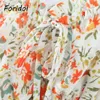 Floral Print Crop Tops Camis Vrouwelijke Zomer Chiffon Leuke Boho Short Strap Ruffle Beach Holiday Clothes 210427