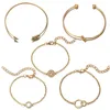 Vintage 5 Pz / set Braccialetto per le donne Signore Round Geometric Design Bangles Crystal Stone Jewelry Accessori 4079