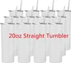 ABD Stok 20 oz Süblimasyon Kupa Düz Tumblers Boşlukları Beyaz 304 Paslanmaz Çelik Vakum Yalıtımlı İnce DIY Kupası Araba Kahve Kupaları