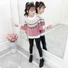 Girls Sweater Kids Coat Outwear 2021 Lovely Plus Velvet Thicken Warm Winter Autumn Knitting Tops Fleece Pullover Children's Clot Y1024