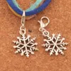 Alloy Slim Hollow Snowflake Hummer Claw Clasp Charm Loose Pärlor 15.5x33.5mm Tibetansk Silver Smycken DIY C790 100PC / Lot