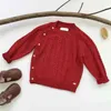 Höst Kids Girls Långärmad Sticka Slant Spänne Sweater Vinter Baby Pullover Sweaters 1-6yrs 210521