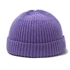 Solid Color Männer Frauen Mode gestrickte Hüte lässige Jungen Schädelkappen Männliche Beanie Winter warm warm retro randloser Baggy Fischer