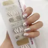 Mode 20 conseils ongles autocollants feuille 3D or estampage coquillage décoration faux ongles autocollant décalcomanies ensemble pour femmes filles