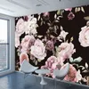 Anpassad 3d foto tapet väggmålning handmålade svart vit rosa peony blomma vägg väggmålning vardagsrum heminredning måla väggpapper