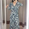 BLSQR Vintage Leopard Print Pleated Midi Dress Women Animal Pattern Long Sleeve Casual Dresses Vestidos 210430