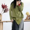 Johnature Retro V-neck Linen Lace Up Shirts Autumn Loose Leisure Fashion Women Tops 3 colors Cardigan Shirts 210521