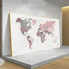 Mappa del mondo Poster Stampa Pink Colors Wall Art Canvas Pittura Big Size Immagine a muro per soggiorno Decorazioni per la casa Cuadros No Frame 210705