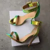 Handmade Womens Stiletto High Heeled Sandals Buckle Ankle Strap Gradient Leather Sexy Summer Shoes Evening Party Real Photos Fashion Shoes D468