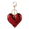 Nyckelkedjande part favor reflekterande glänsande persika hjärta smycken med färgglada paljetter kärlek väska bil hänge