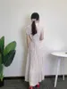 Kuzuwata elegante verse hoge taille vrouwen jurk lente geplooide trekkoord slanke jurken sexy holle vestidos 210608