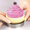 10 piezas circulares de acero inoxidable tarta anillo torre pastel molde hornear herramientas perforado pastel mousse anillo, 8 cm 211110