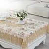 Top Elegant embroidery Lace Round Tablecloth For Wedding Table Cloth Cover TV covers tea tablecloths sofa towel refrigerator 210626