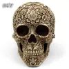 BUF Modern Resin Statue Retro Skull Decor Home Decoration Ornaments Creative Art Carving Sculptures Model Halloween Gifts 210827