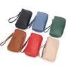 Women short organizer wallet Solid color Hasp Mini Wallets Womens bags wholesale Credit Card Genuine leather Black/red/grey Q29X30