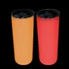 Local warehouse Sublimation Straight Tumbler 20oz Glow in the dark Blank Skinny Tumblers with Luminous paint Vacuum Insulated Heat Transfer Car Mug 7 Styles