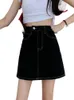 Skirts Spring And Summer 2021 A-line Skirt Hong Kong-style Retro Denim High Waist Thin Black Short