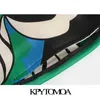 KPYTOMOA Dames Mode Zakken Gedrukt Bermuda Shorts Vintage Hoge Elastische Taille Zijopeningen Vrouwelijke Korte Broek Mujer 210625