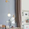 Simple Glass Ball Wall Hanging Lights Modern Copper Globe Hanging Lamp Personality Wall Lights Home Bedside LED Hanging Fixture 210724