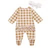 0-12M Spring Autumn born Infant Baby Girls Plaid Romper Cute Long Sleeve Ruffles Jumpsuit Toddler Girl Clothes 210515