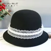 Gierige Rand Hoeden Elegante Kleur Wol Top Voor Vrouwen Mode Straat Lolita Hoed Parel Decoratie Wastafel Emmer Cloche Fedora Cape