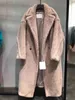 本物の毛皮のコート女性冬のスーツの襟の長い自然テディベアの毛皮のコートオーバーコート211122
