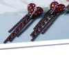 Orecchini pendenti con nappe lunghe a forma di cuore con strass di 4 colori Orecchini pendenti in cristallo a cuore femminile Regalo di gioielli natalizi da donna