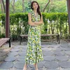 Robe maxi d'été dames coréennes sans manches col en V imprimé élégant Sexy robe de soirée ample pour femmes vêtements 210602