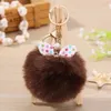 Porte-clés boule en fausse fourrure de lapin pour femmes, mignon, pompon, décoration en perles, pendentif pour sac à dos, accessoires