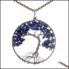 & Pendants Pendant Necklaces Tree Of Life 7 Chakra Necklace Quartz Iridescence Healing Crystal Natural Stone For Women Yoga Jewelry Drop Del