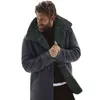 Män Winter Fleece Tjock varm kappa Outwear Trench Leather Jacket Långärmad Fur 211129