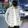 RUIHUO Harajuku Mens Shirt Plaid Shirt Men Shirts For Men Clothing Checkered Shirt Men Blouse M-4XL Spring New Arrival 210323