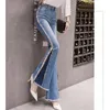 Flare Jeans Mode Europa Stijl Dames Kralen Skinny Denim Broek Vrouwelijke Jean Broek A3223 210428