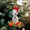 2021 Drewniany Cute Dog Christmas Ornament Drzewo Wiszące Sign Statues Dekoracje Xmas Shatterproof Figurki Ball Decor Party Diy Prezenty