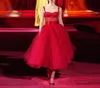 2021 Vestidos de noite vermelhos A linha Vestidos de baile de baile de luxo Tule Dress Dress Vestidos de Soirée