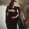 Sexiga axellösa gravidklänningar för fotografering Långa tjusiga gravidklänningar Chiffong Kvinnor Gravid Maxiklänning Fotografi Rekvisita Q0713