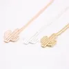 Fashion Cactus hollow out design pendant goldplated silver necklace The most suitable gift for girs3934197