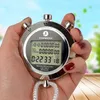 Timers Waterproof Stopwatch Timer Metal Handheld LCD Chronograph Clock With Alarm Feature For Swimming Running Football4437809