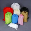 12*15cm Non-woven Drawstring Packing Bags Colorful Flat Bottom Geocery Package Bag for Toys Shoes Garments Logo Can Be Printed on it
