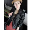 Jocoo Jolee Femmes Mode Automne Hiver Noir Slim Cool Lady PU Faux Vestes en cuir Femme Zipper Cropped Manteaux en cuir Outwear 210518
